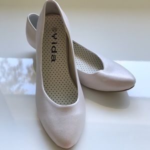 Sparkly white mini heels